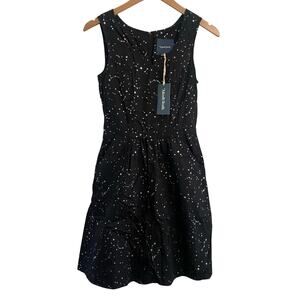 Modcloth Black Celestial Print Cotton Dress Women’s Size 4 NWT Mini Whimsical
